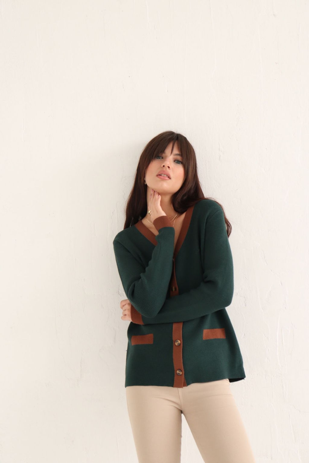 Martichelli Кардиган Emerald с коричневой отделкой  фото 20