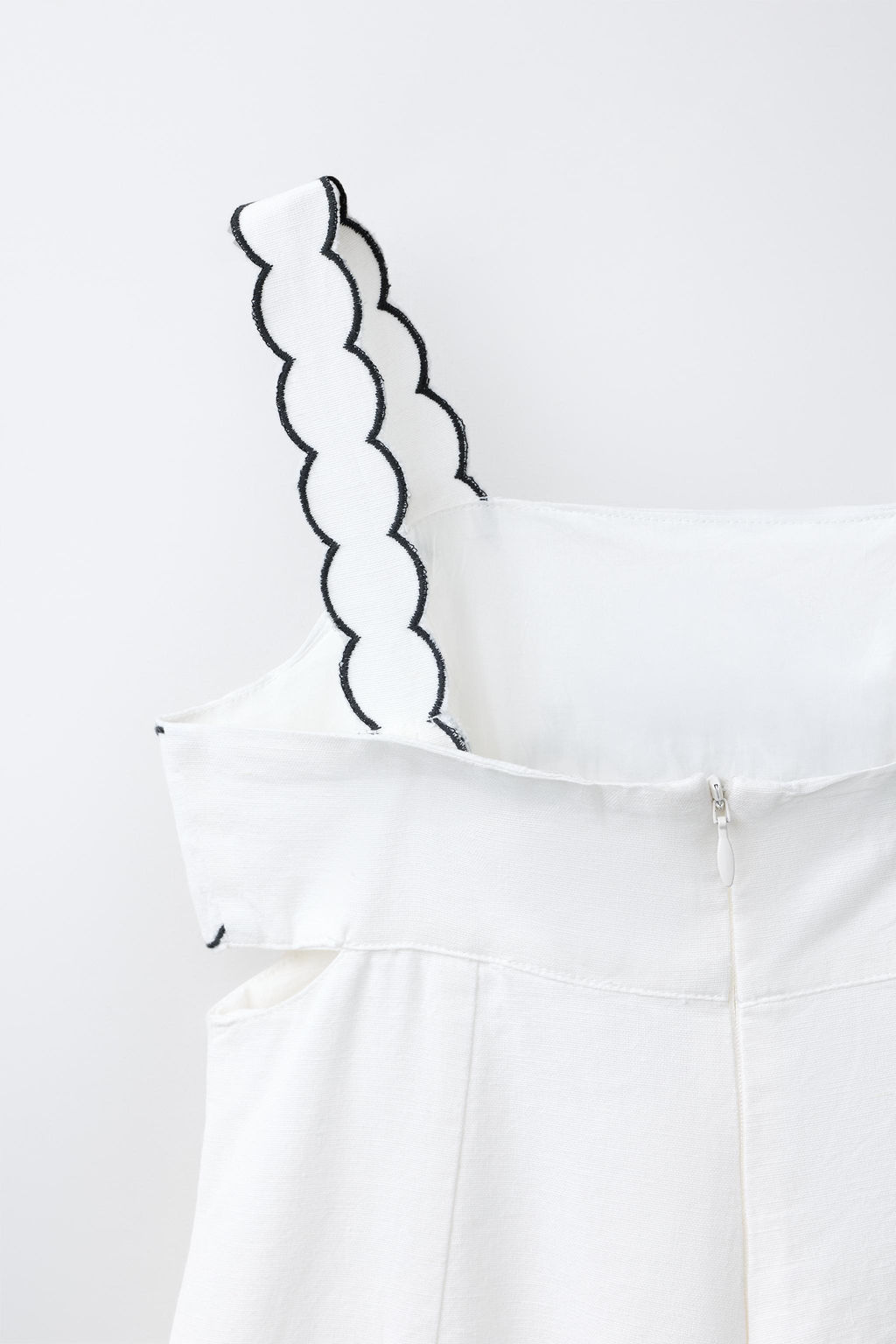 MONO LARGO BORDADO CUT OUT CON ALGOD?N Y LINO / Crudo / Negro - Zara фото 5