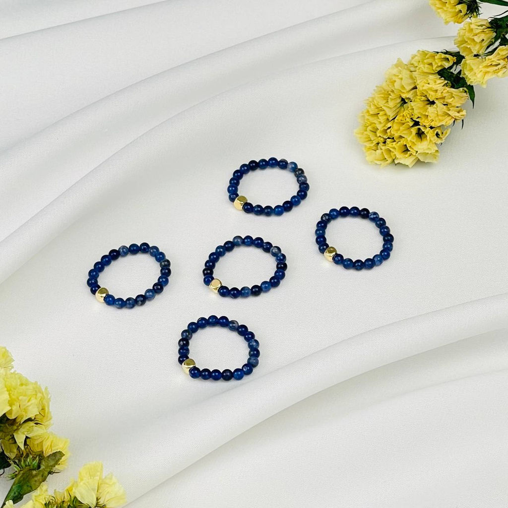 Кольцо на резинке из Содалита 16 р.