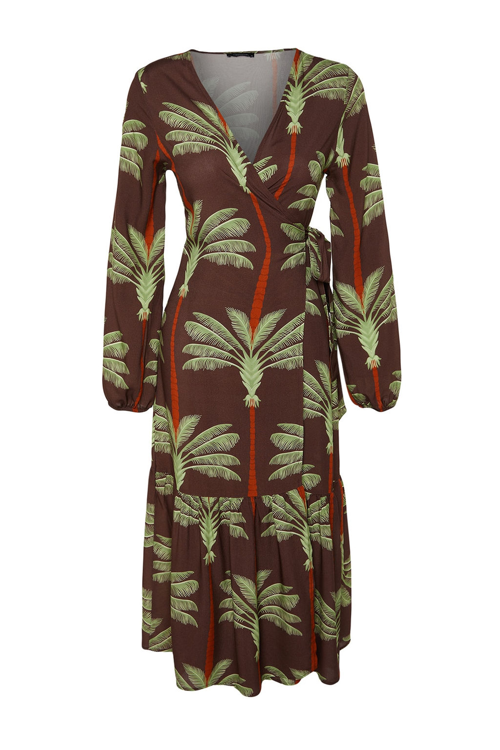 Tropikal Desenli Maxi Dokuma Plaj Kimono&Kaftan TBESS23KM00053 - Trendyolmilla фото 7