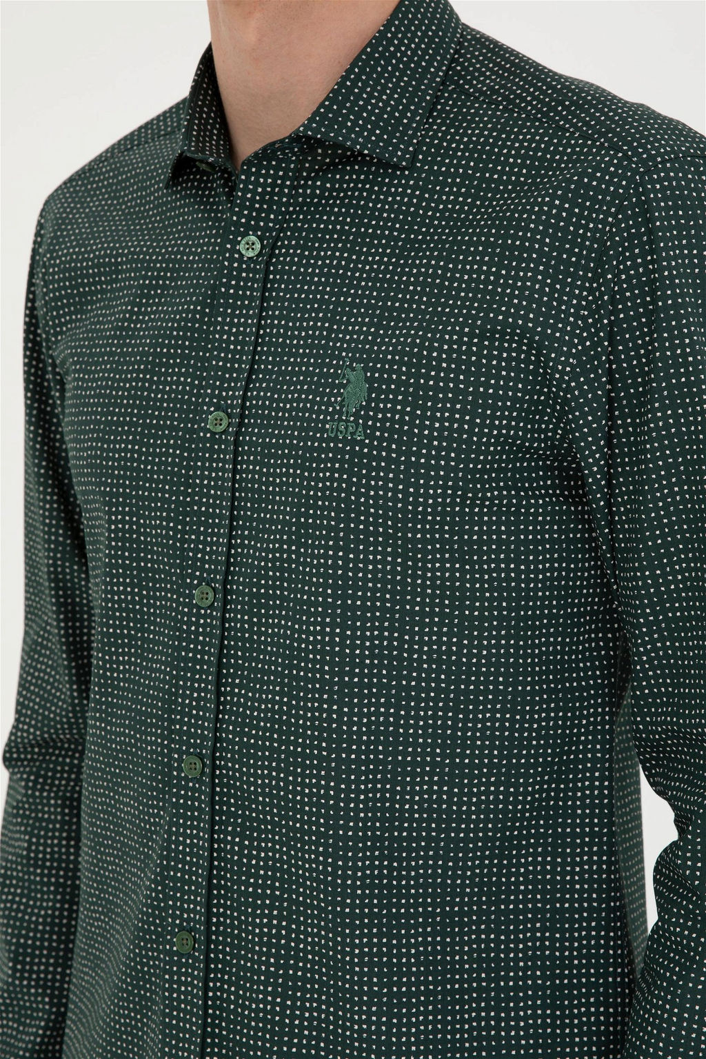 Мужская зеленая рубашка с длинным рукавом Неожиданная скидка в корзине - U.s. polo assn фото 7