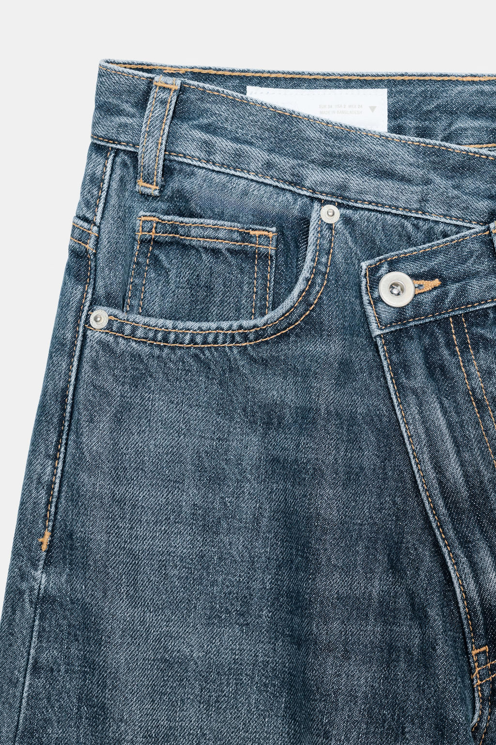 JEANS TRF WIDE LEG CINTURA CRUZADA TIRO ALTO / Azul / Gris - Zara фото 9