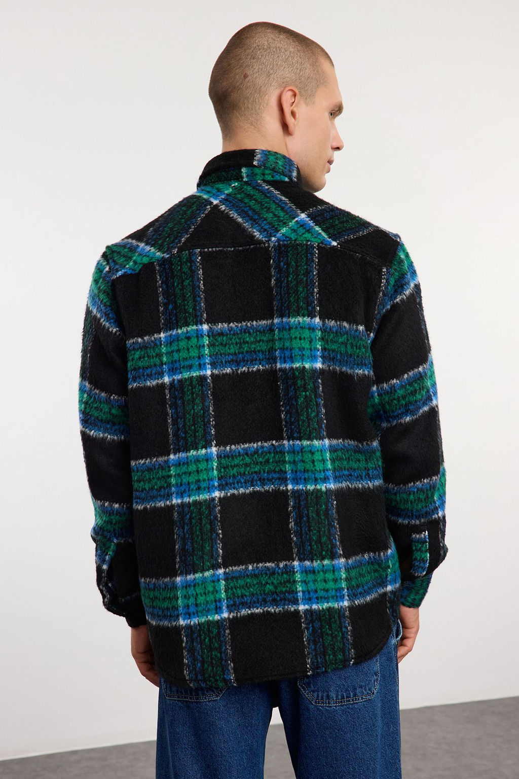 TRENDYOL MAN Ekru Unisex Oversize Fit K?sl?k Kareli Oduncu Gomlek Ceket TMNAW25GO00024 - Trendyolmilla фото 6