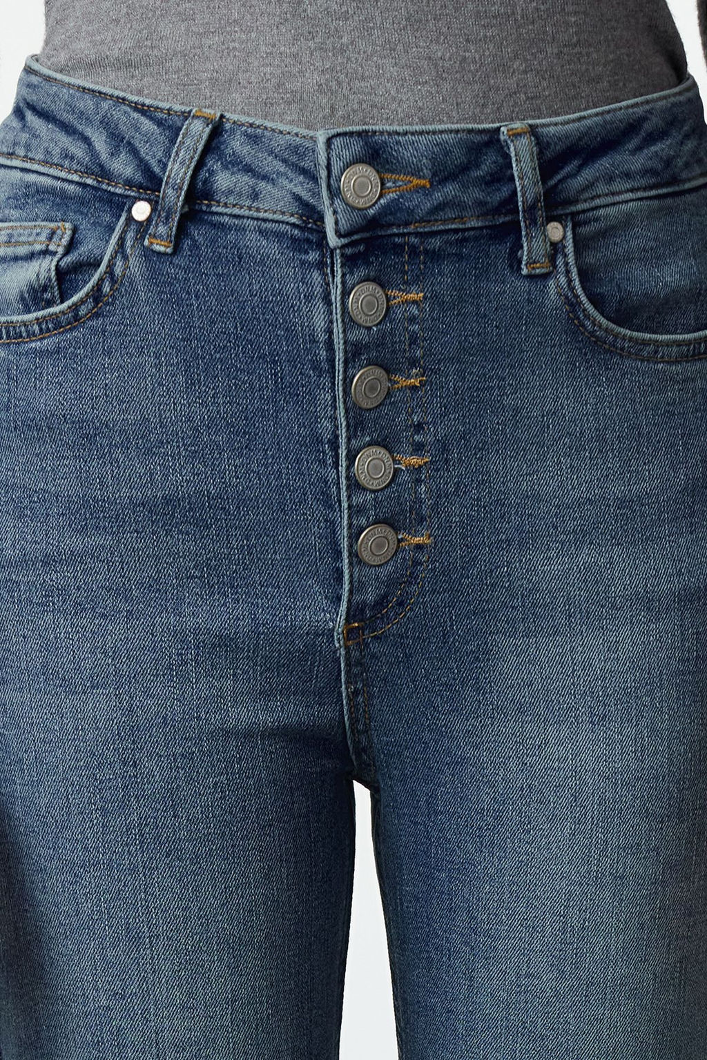 Koyu Mavi Onden Dugmeli Yuksek Bel Skinny Jeans TWOSS23JE00077 - Trendyolmilla фото 3