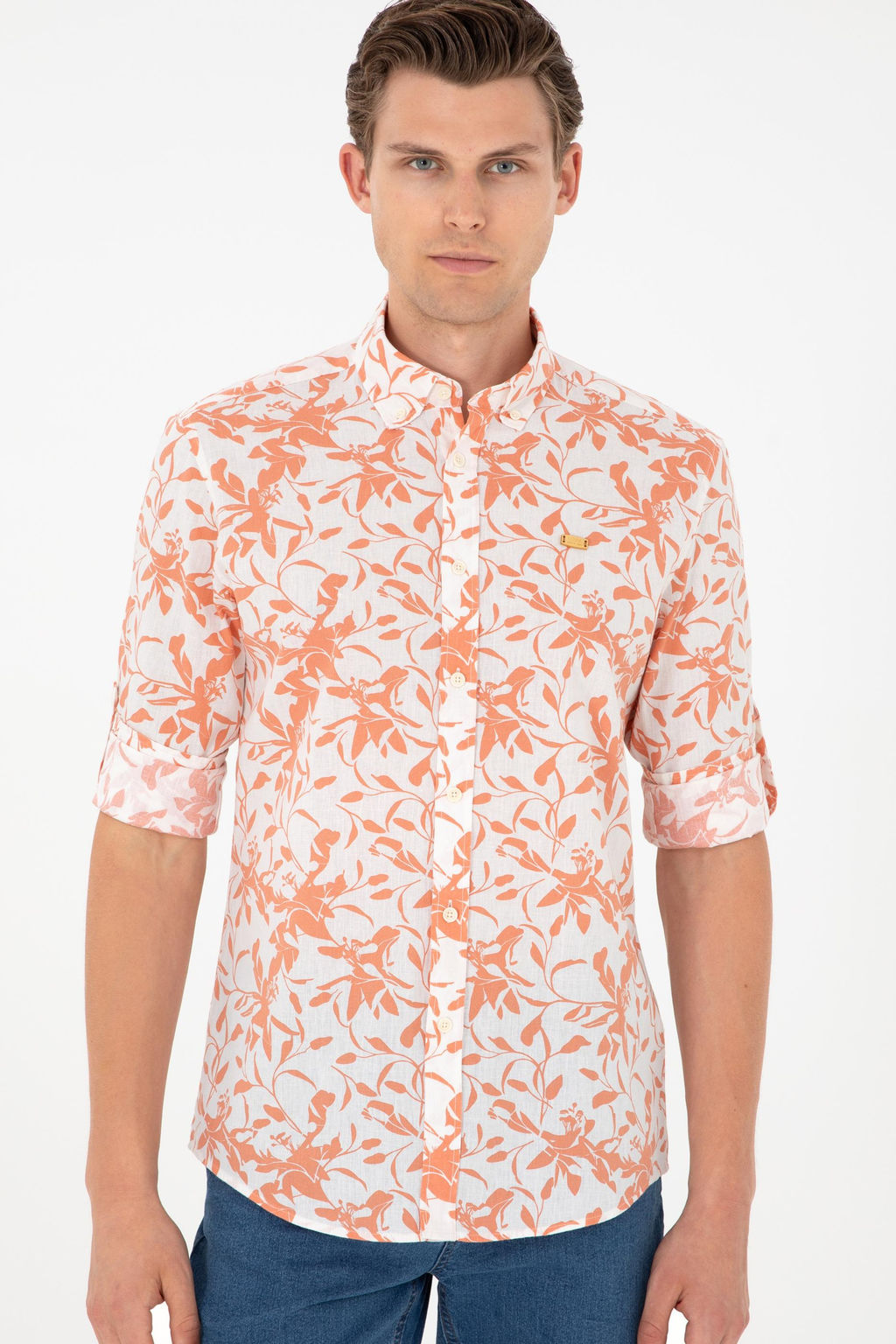 Мужская рубашка с длинным рукавом цвета экрю Неожиданная скидка в корзине - U.s. polo assn фото 3