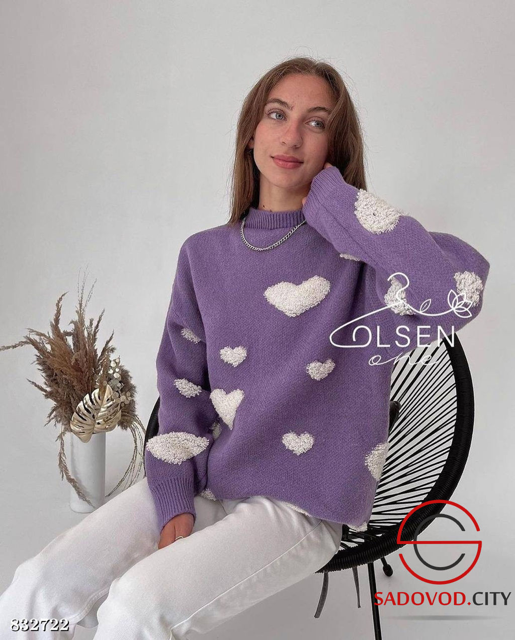 Свитер женский с сердечками - Bruno фото 4