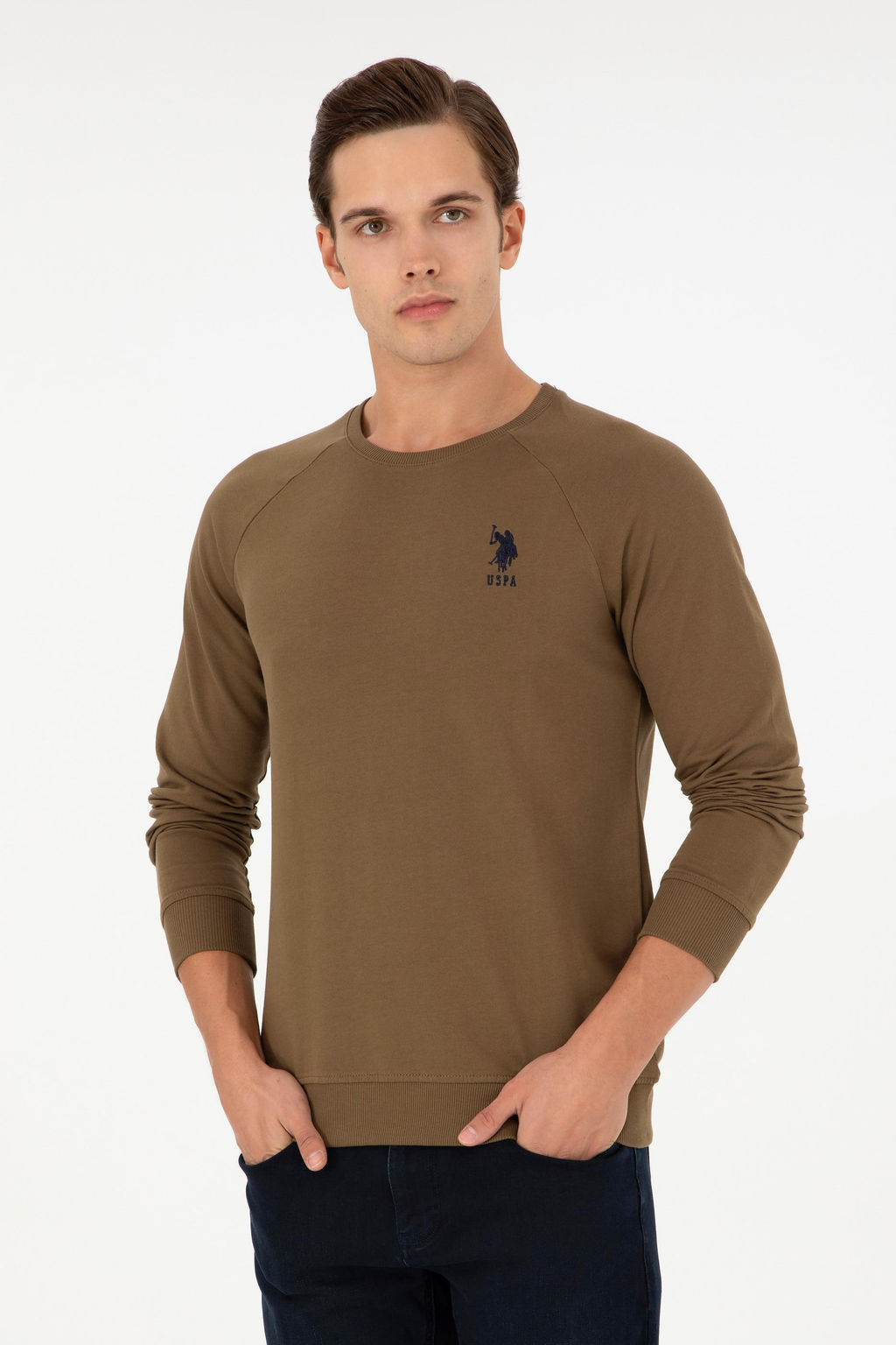 Мужской базовый свитшот цвета хаки Неожиданная скидка в корзине - U.s. polo assn фото 8