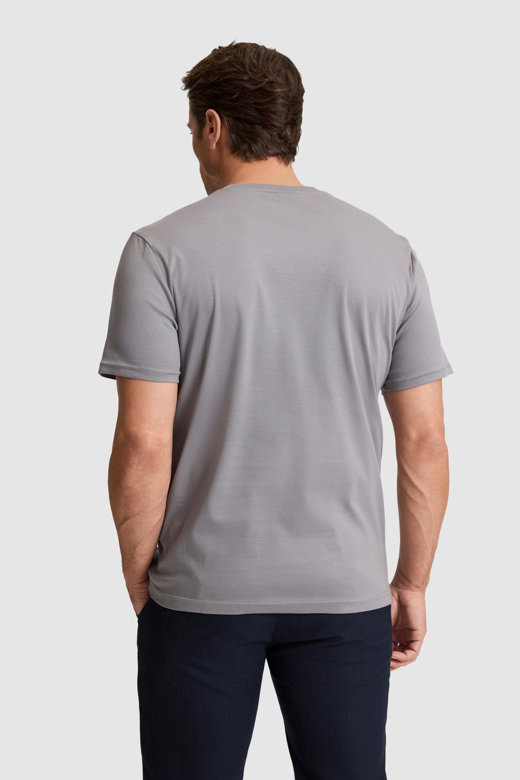 Erkek Gri Regular Fit Bisiklet Yaka Basic Ti__rt