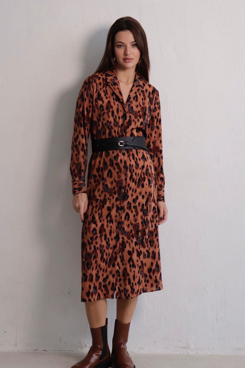 Платье-рубашка с английским воротником принт - Martichelli фото 254