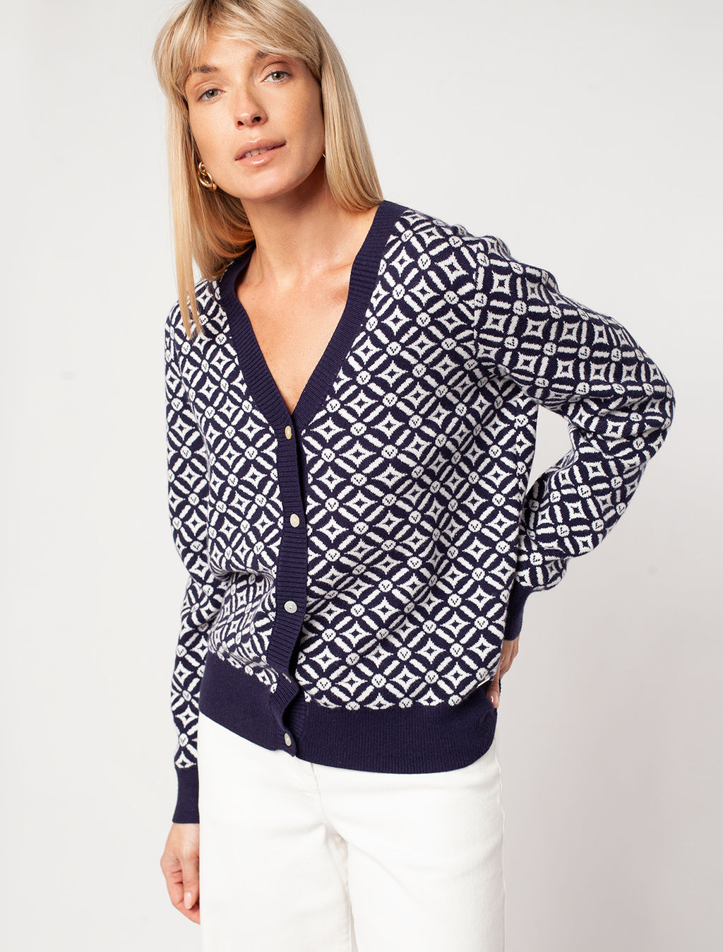 VILATTE / Жакет тонкой и эластичной жаккардовой вязки  фото 2