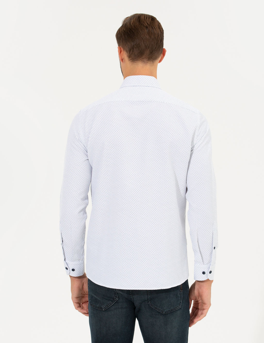 Lacivert Slim Fit Uzun Kollu G_mlek