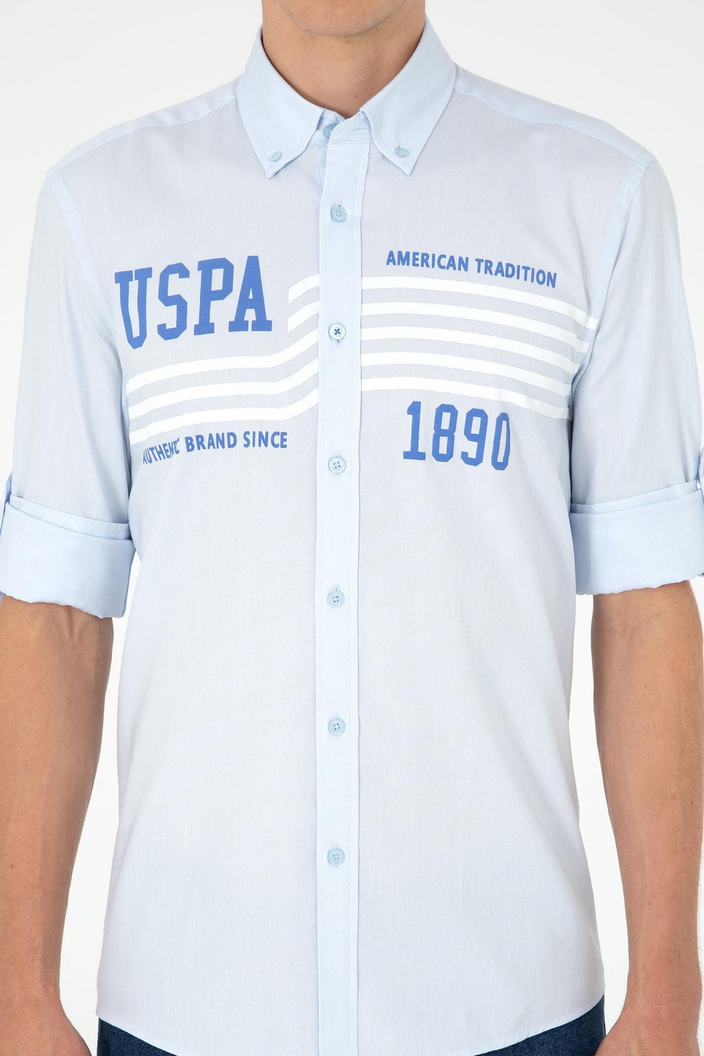 Мужская голубая рубашка с длинным рукавом Неожиданная скидка в корзине - U.s. polo assn фото 6