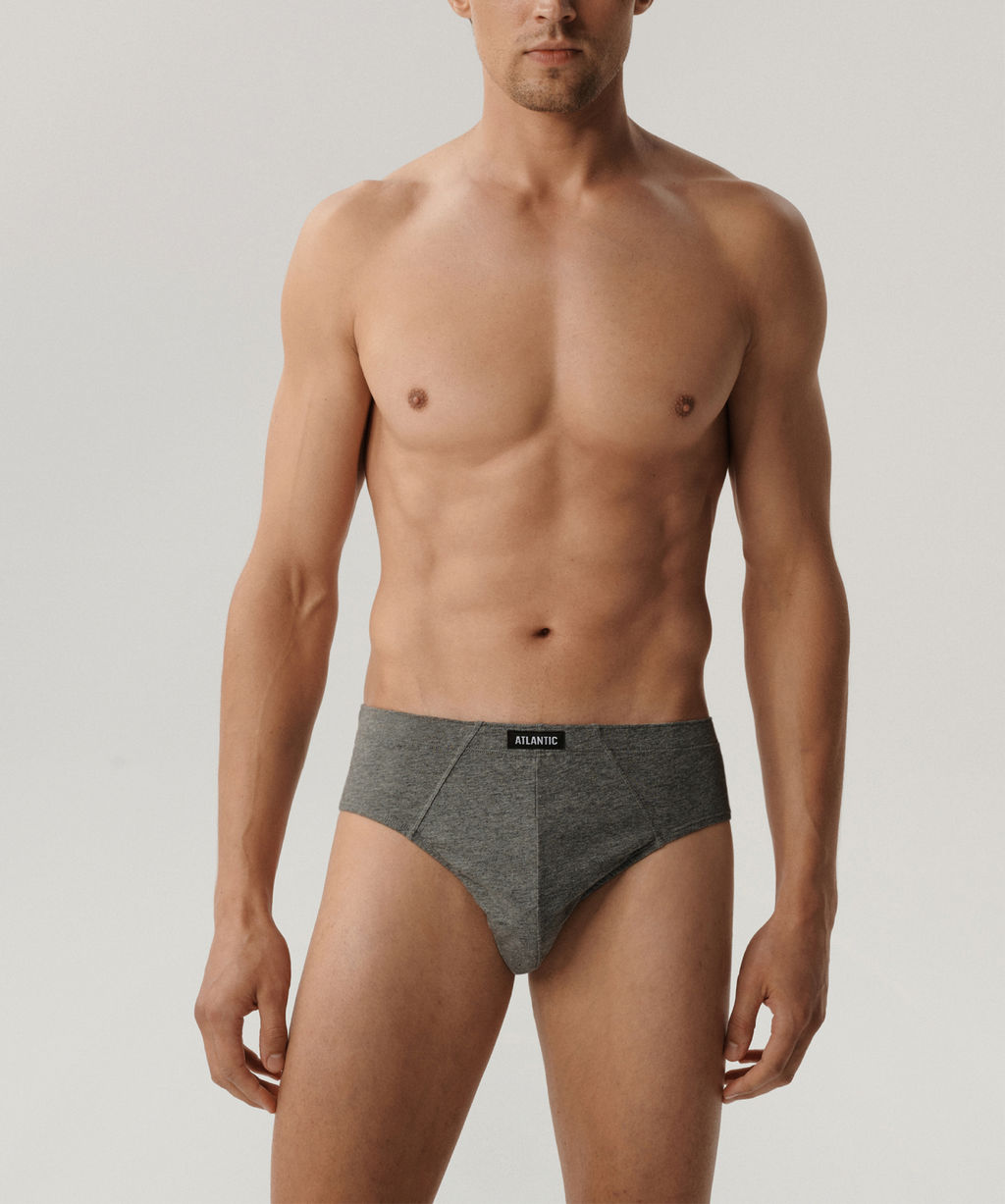 ATLANTIC 3BMP-006 Трусы классика Basic - набор 3 шт. черный + серый меланж + темно-серый меланж  фото 2