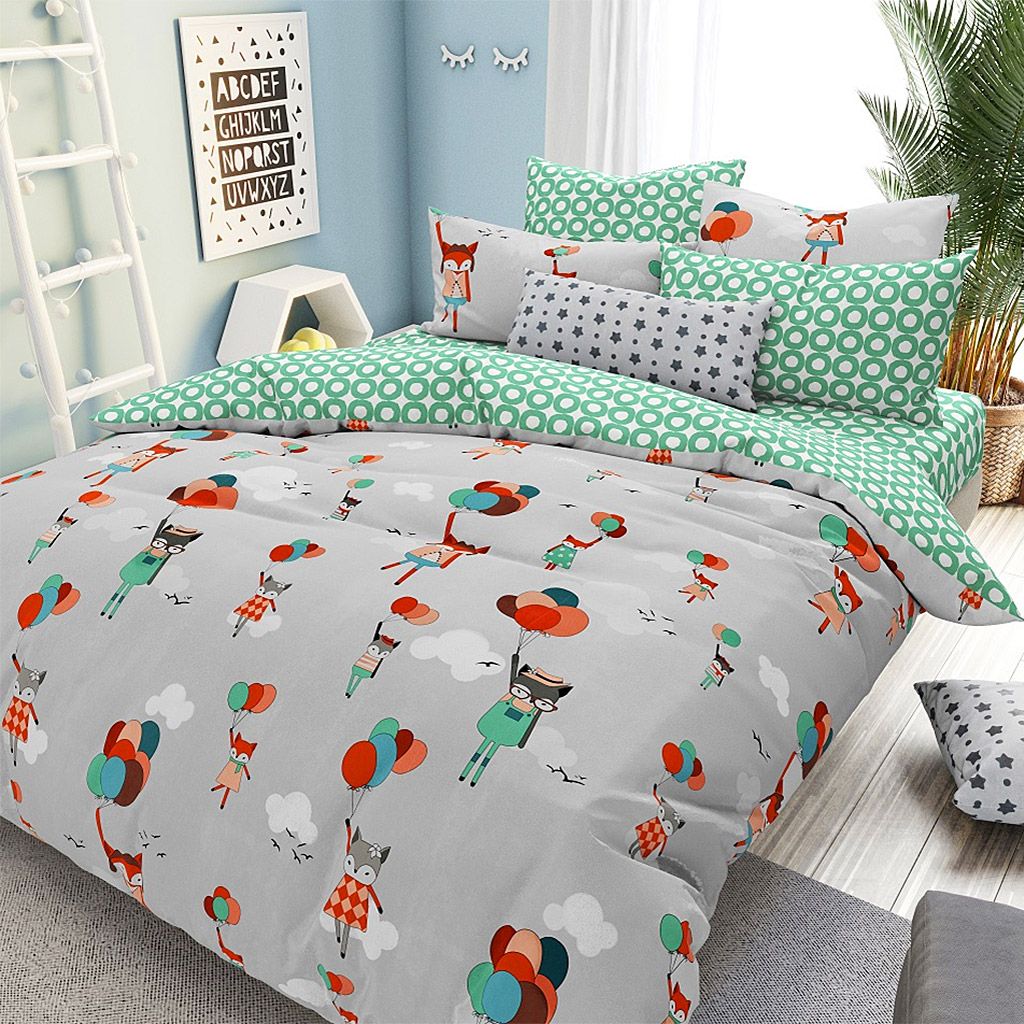 Наволочка 30х30см Лисички на шарах, поплин Комфорт 115г/м2, хлопок 100%, с клапаном-запахом, упаковка ПП 22х30см, Домашняя мода (Россия)  фото 2