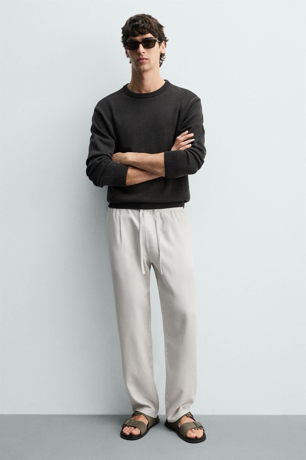 SANDALIA PIEL DOBLE TIRA / Gris Topo - Zara фото 2