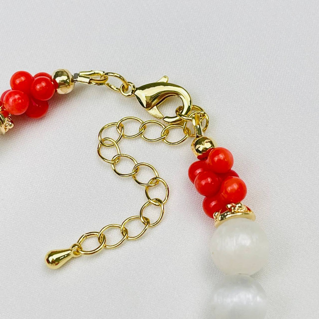 Браслет из Селенита и Коралла - Радуга самоцветов фото 4