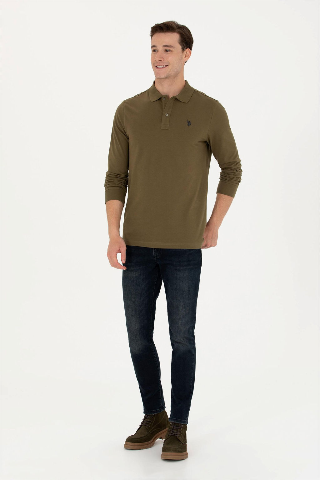 Мужской базовый свитшот цвета хаки Неожиданная скидка в корзине - U.s. polo assn фото 4