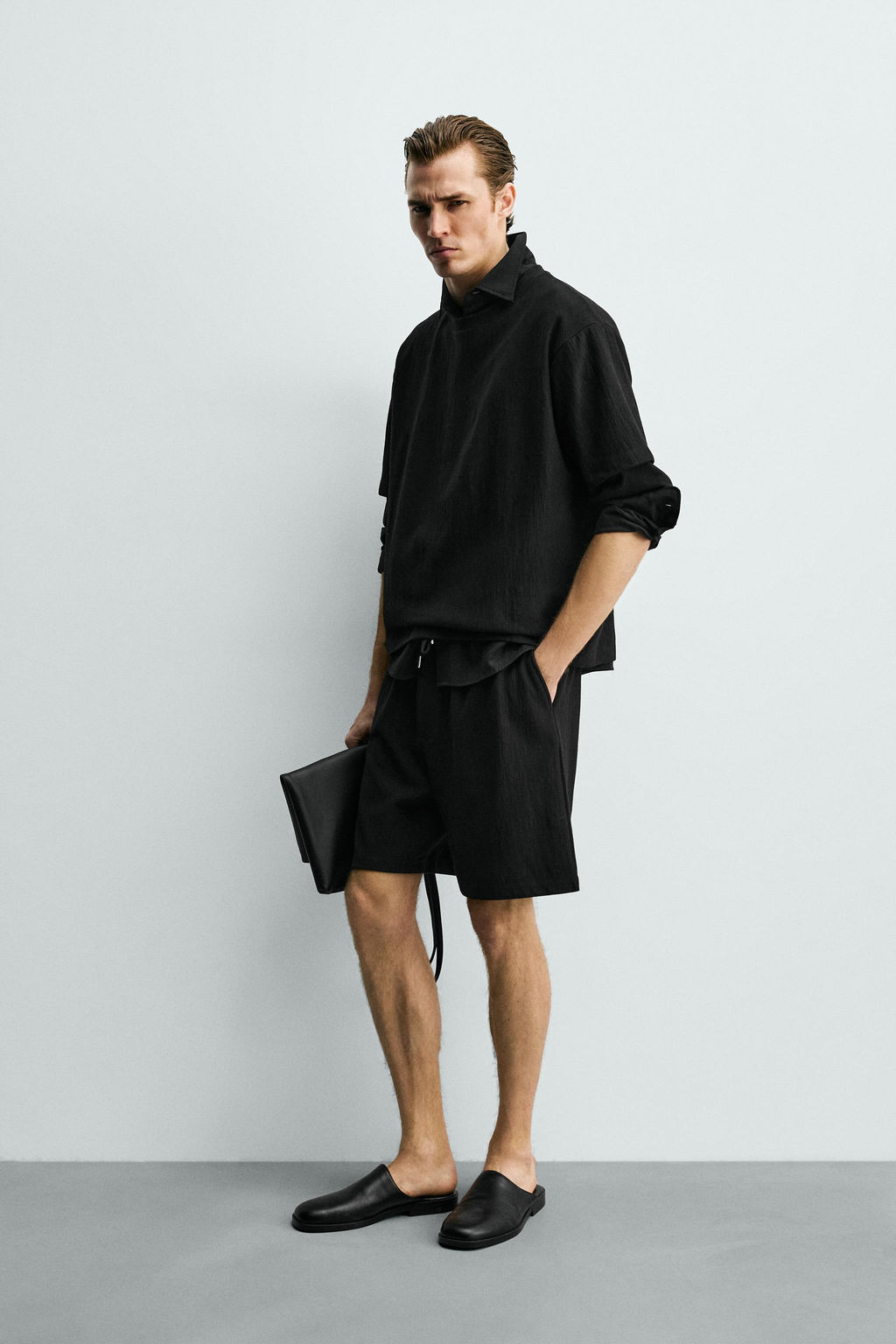 CAMISETA RELAXED FIT ESTRUCTURA / Negro - Zara фото 4