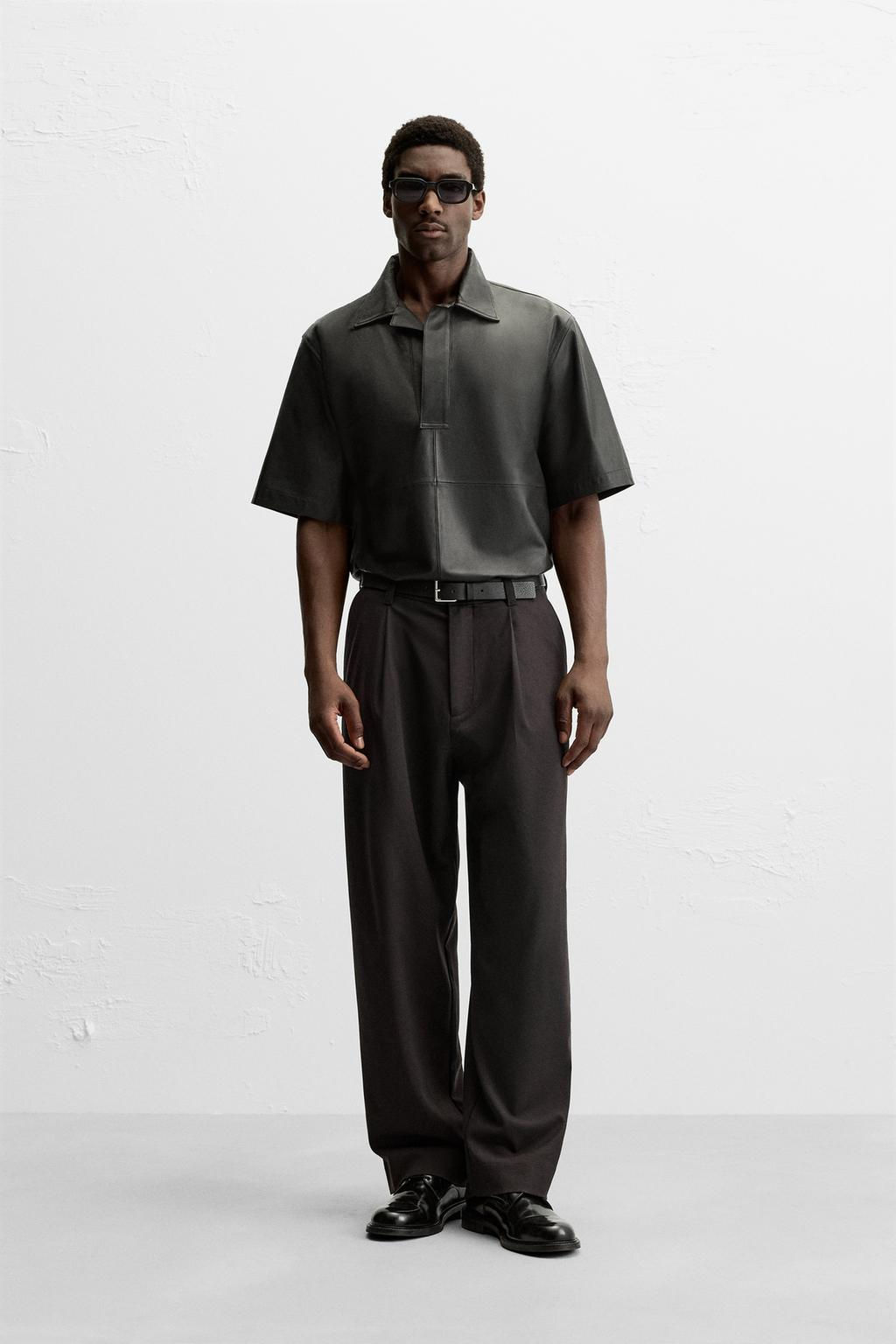 LEATHER POLO OVERSHIRT - LIMITED EDITION - Zara фото 9