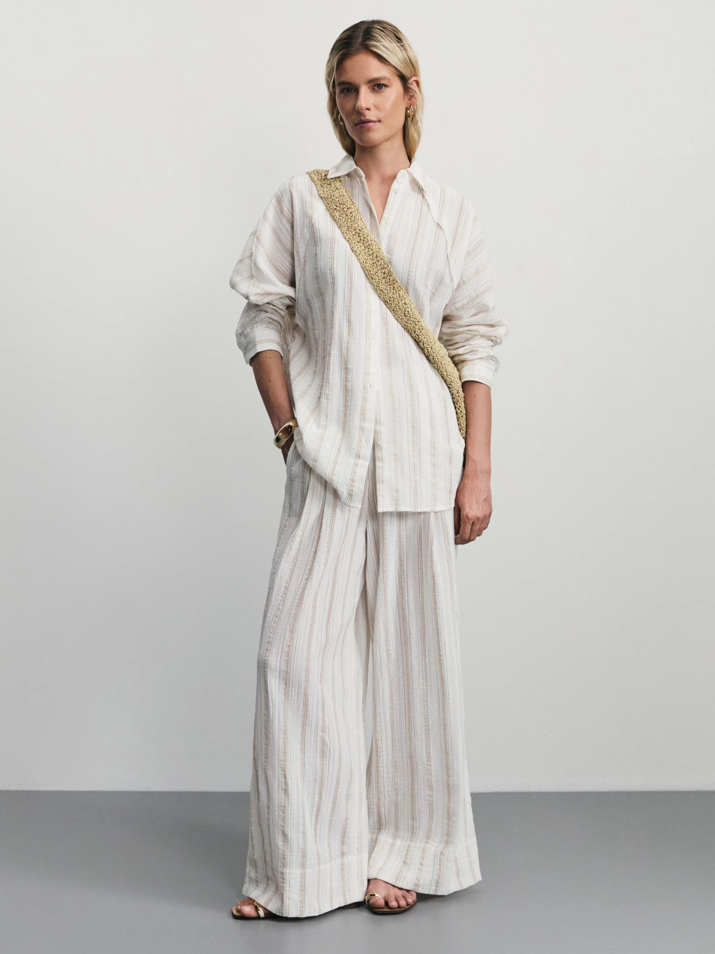 Прямые брюки из хлопка в полоску / Zarina