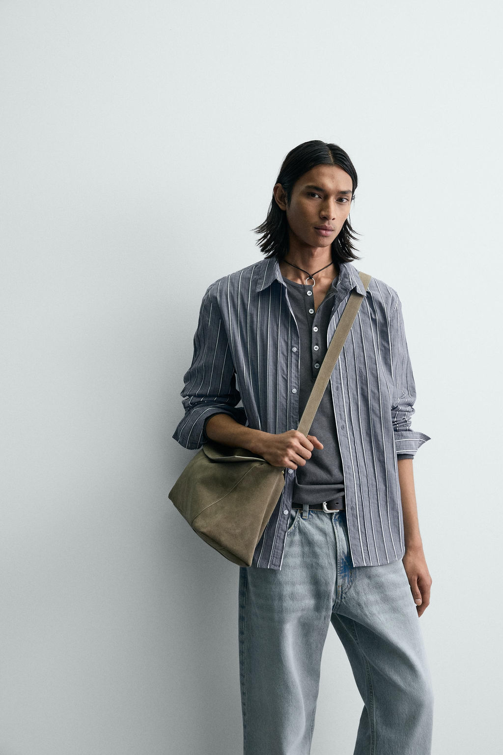 CAMISA RELAXED FIT JACQUARD RAYAS / Azul - Zara фото 6