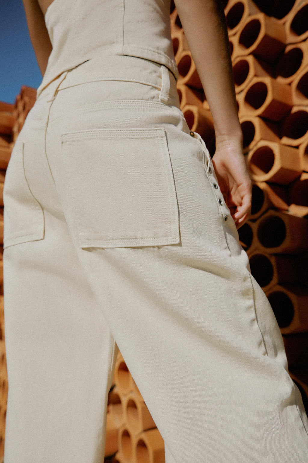 PANTAL?N STRAIGHT TIRO BAJO OJALES / Blanco roto - Zara фото 7