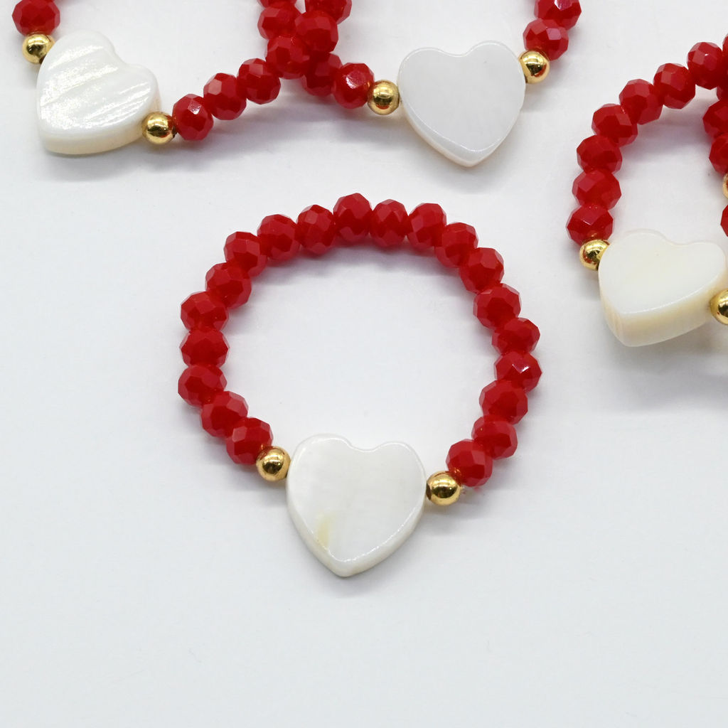 Колечко на резинке с перламутром Сердце и цирконом цвет небесно голубой - Радуга камня фото 11