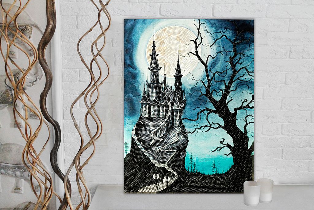 Кристальная (алмазная) мозаика ФРЕЯ ALPD-007 на подрамнике Замок под луной 30 х 40 см