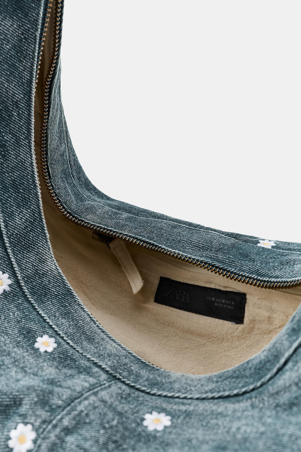 BOLSO BANDOLERA DENIM BORDADOS MARGARITAS / Azul - Zara фото 7