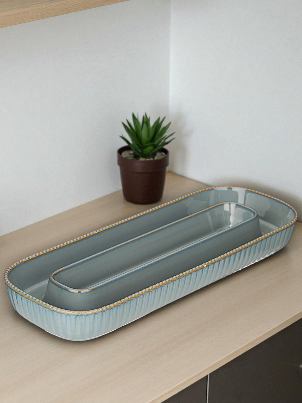 МЕНАЖНИЦА ОВАЛЬНАЯ 2 СЕКЦИИ BRONCO SOUL KITCHEN 30*11,5*3,5 СМ СИНЯЯ  фото 5