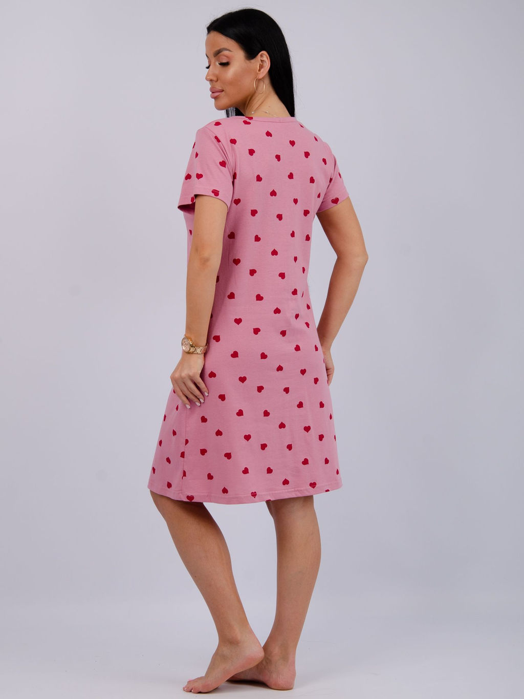 Халат Красотка 10 валентинка, трикотаж - Малина фото 3