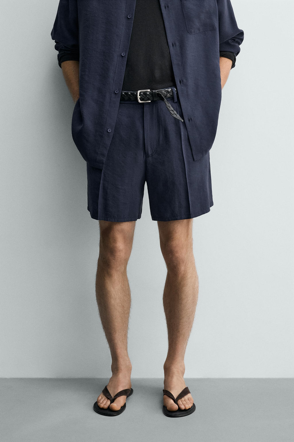 BERMUDA FLUIDA SOFT PLIEGUES / Marino