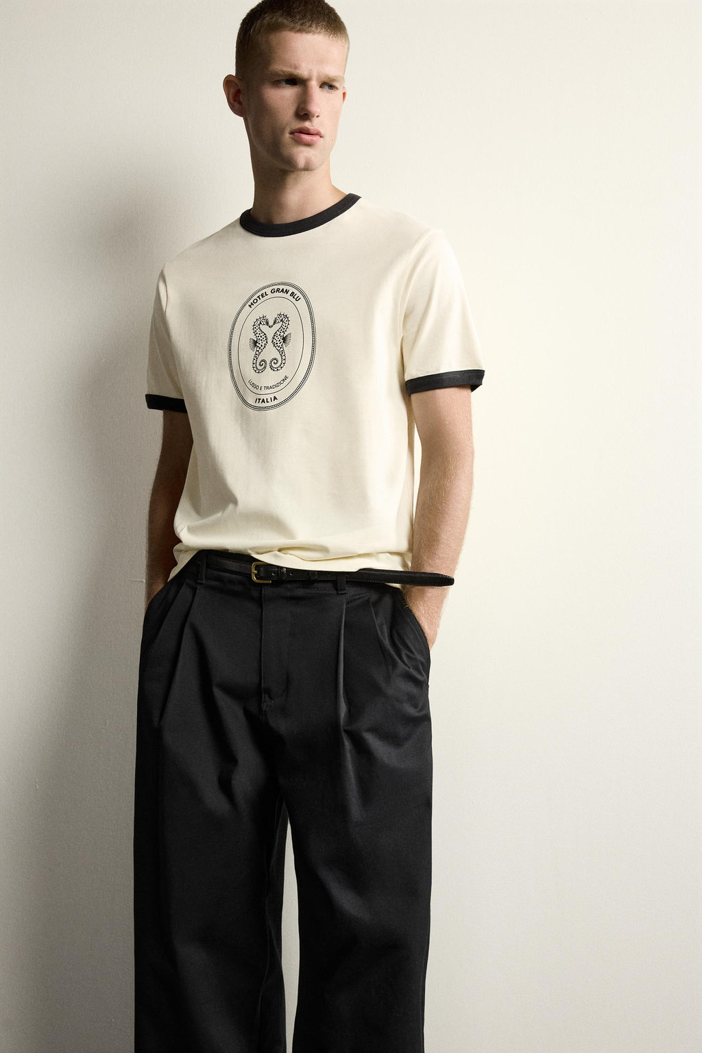 CAMISETA RIB CONTRASTE B?SICA / Crudo - Zara фото 5