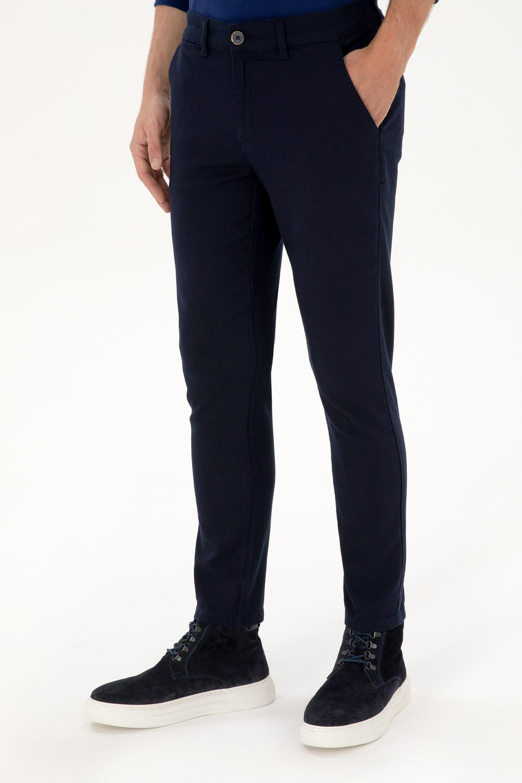 Erkek Slim Fit Lacivert Kanvas / Chino Pantolon
