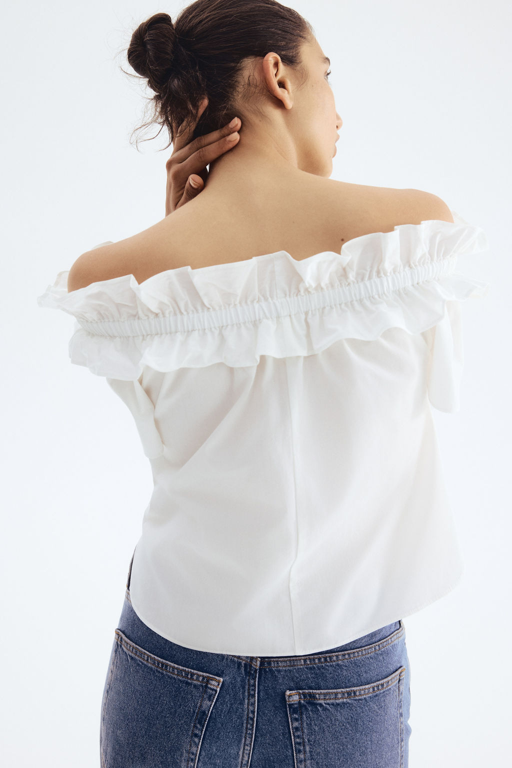 Blusa off-the-shoulder con escote de volante - H&m фото 5