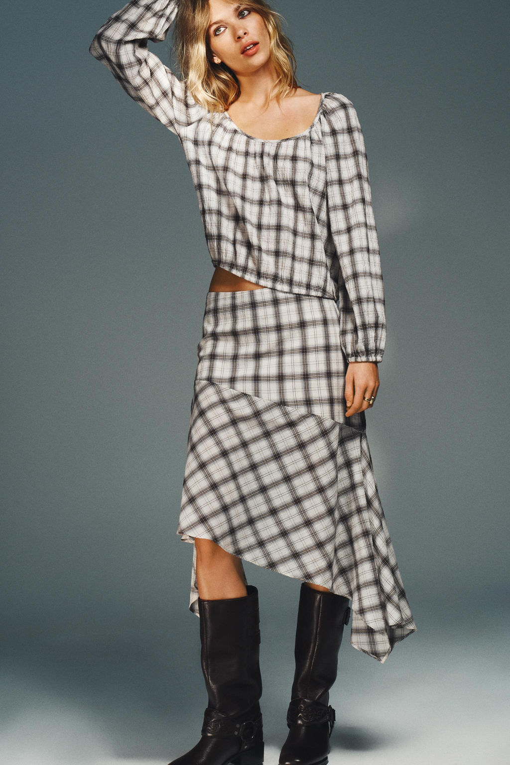 ELASTICATED CHECK SHIRT