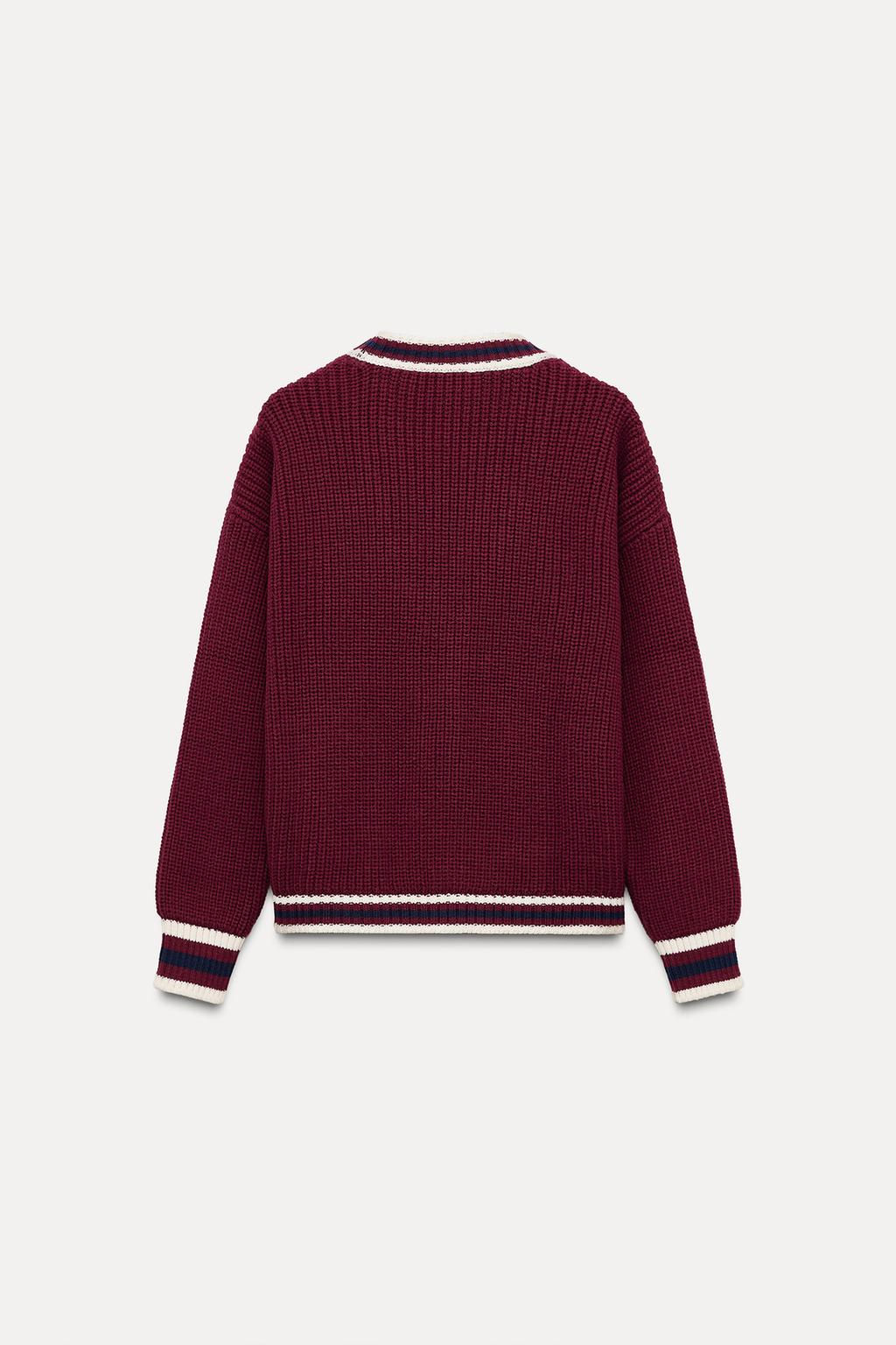 KNIT CARDIGAN WITH TRIM - Zara фото 5