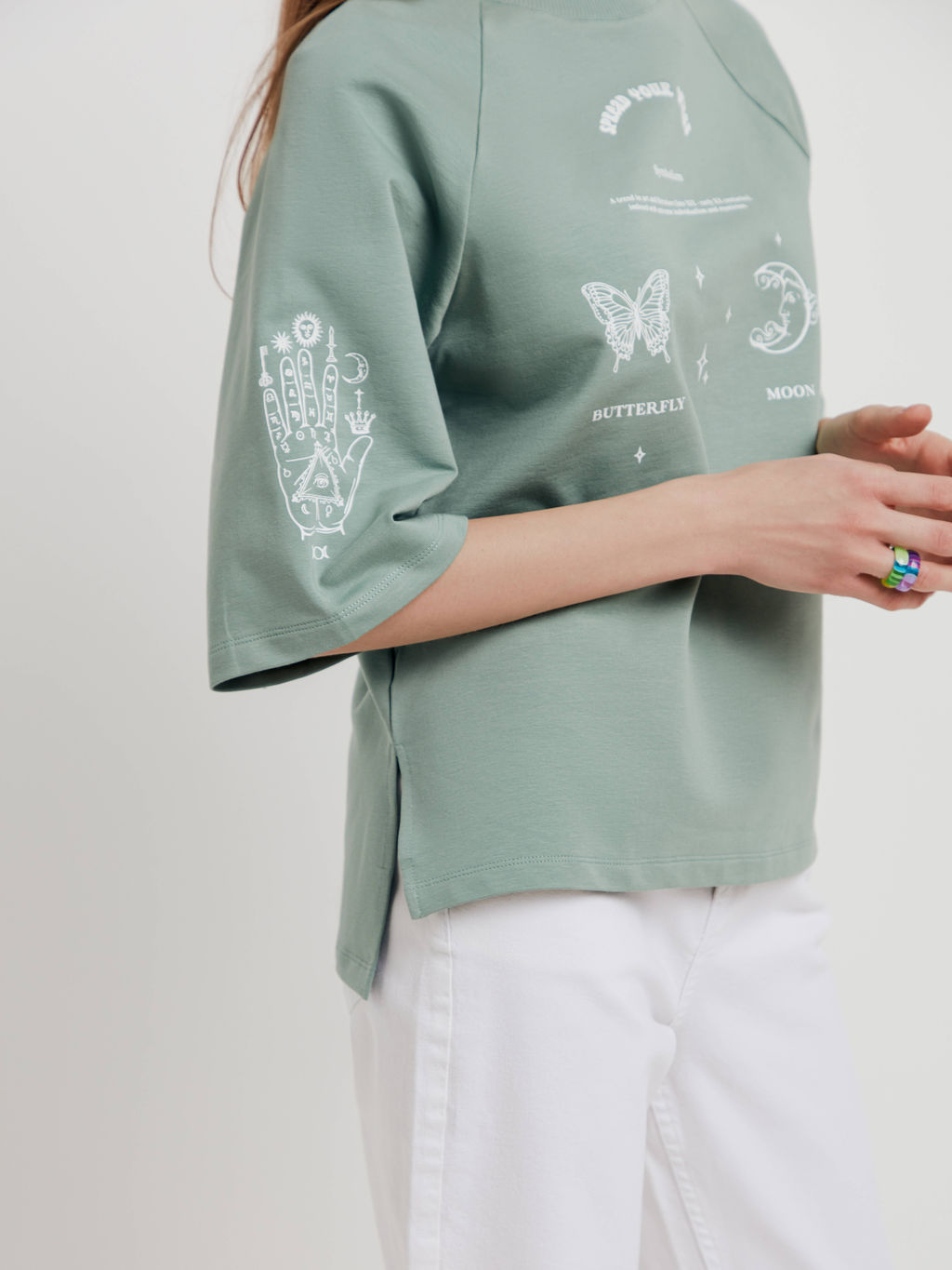 CONTE Oversize-футболка из футера с удлиненной спинкой LD 1632 green