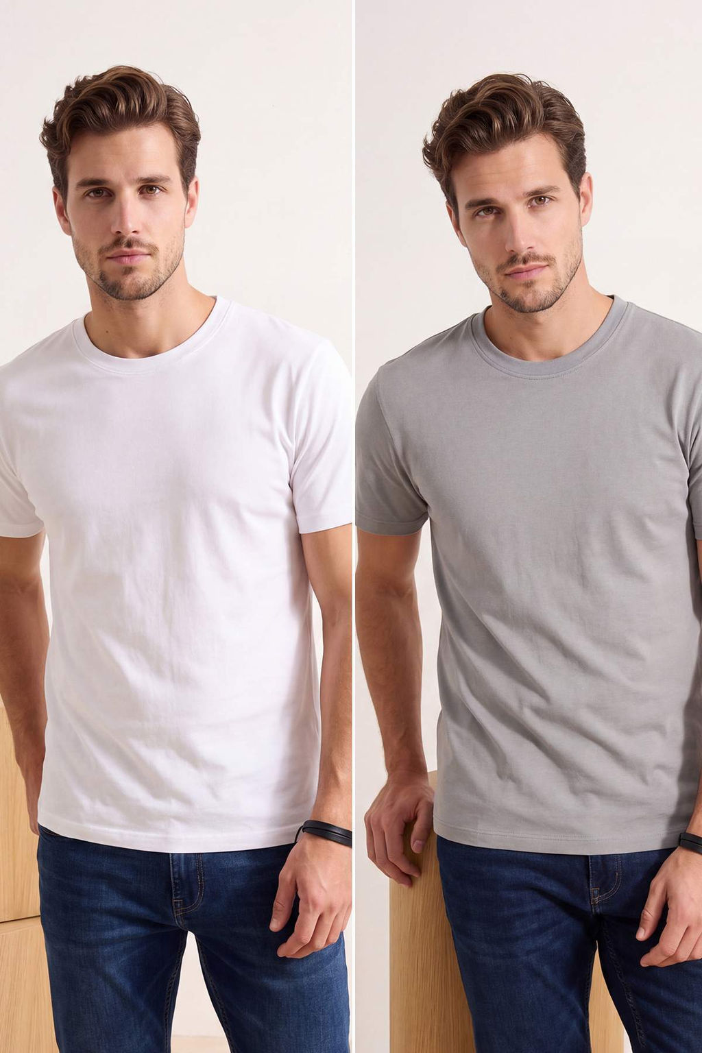 TRENDYOL MAN Siyah-Ekru Oversize 2li Paket Basic %100 Pamuklu T-Shirt TMNSS24TS00038 - Trendyolmilla фото 26