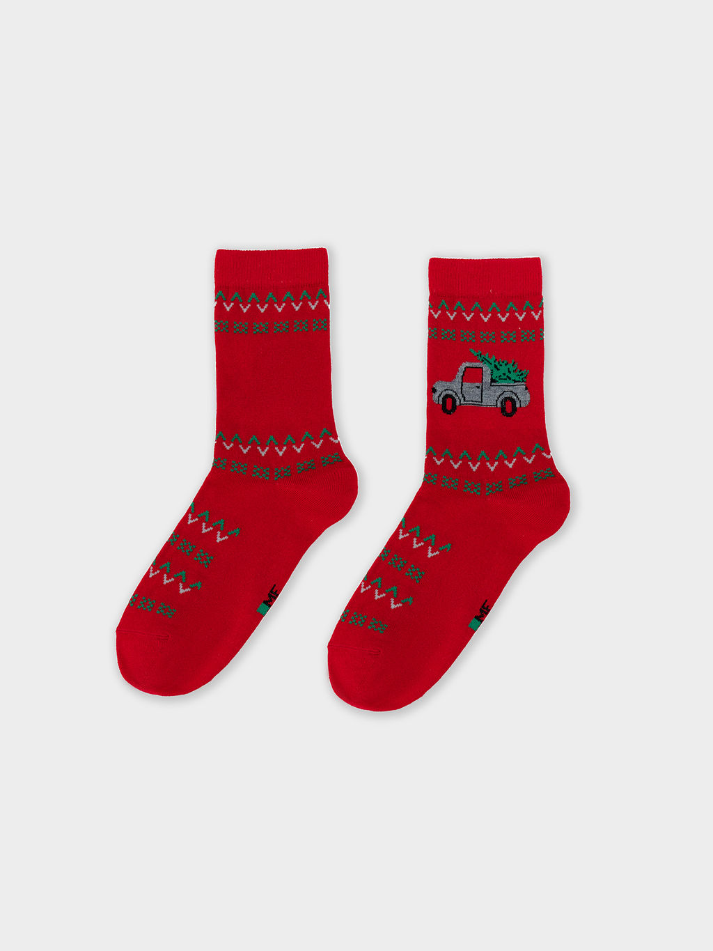 Цена за 5 пар! Носки женские высокие с узором в виде машинки