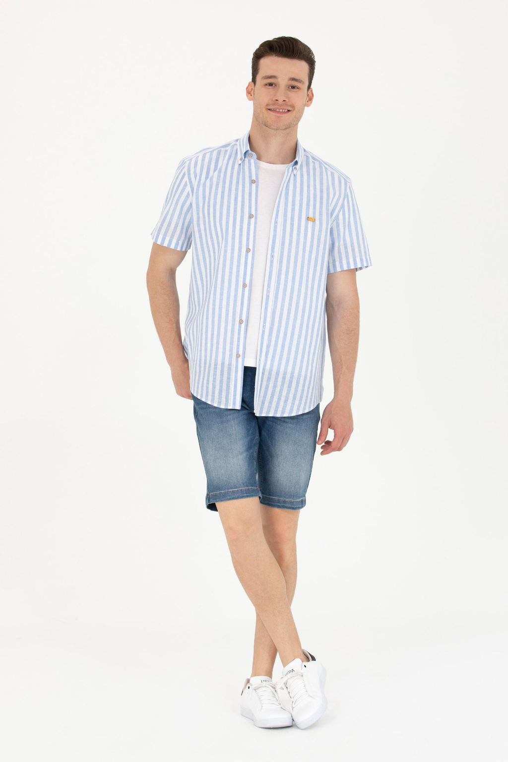 Мужская синяя рубашка с коротким рукавом - U.s. polo assn фото 5