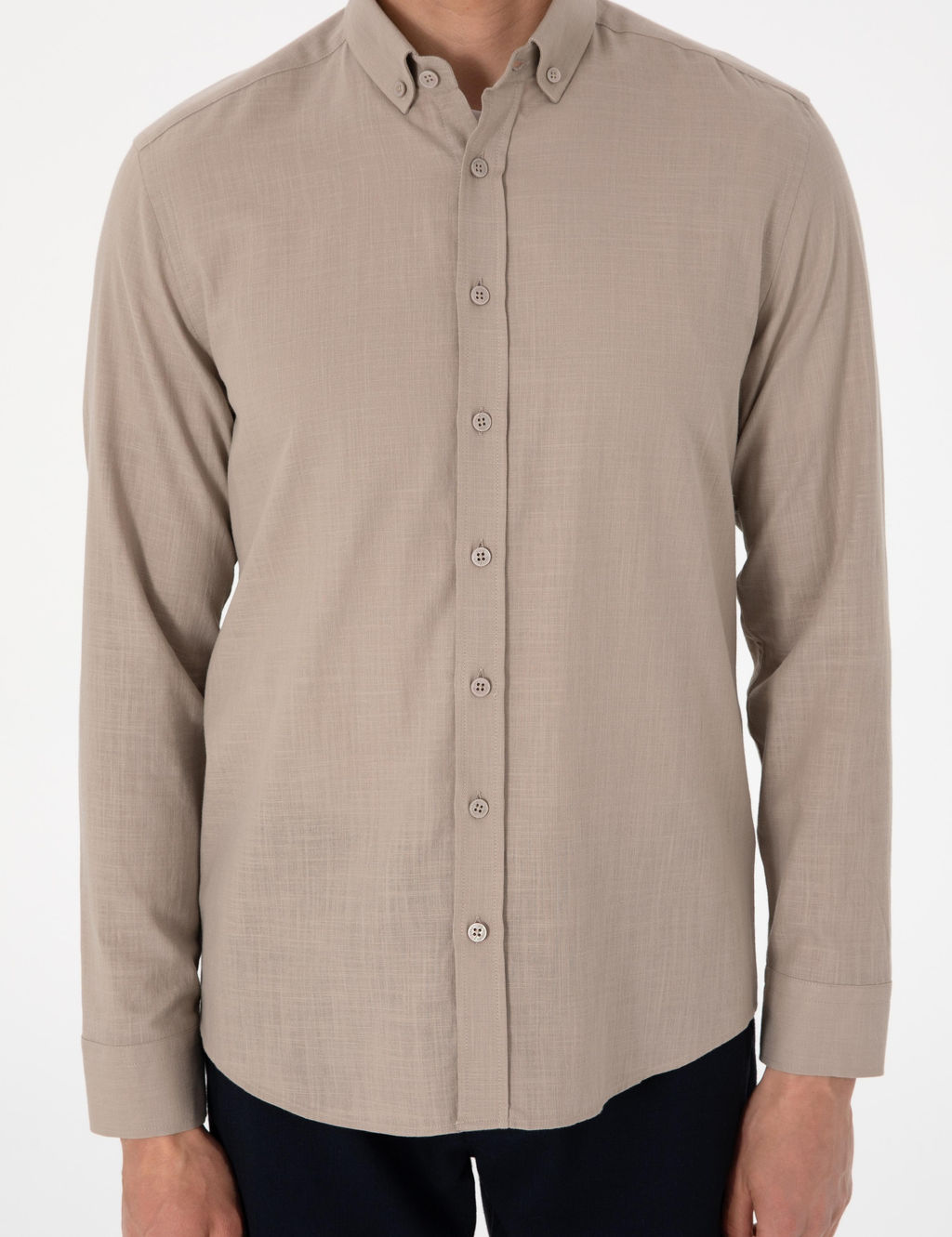 Vizon Keten G_r_n_ml_ Slim Fit Uzun Kollu G_mlek - Pierre cardin фото 7