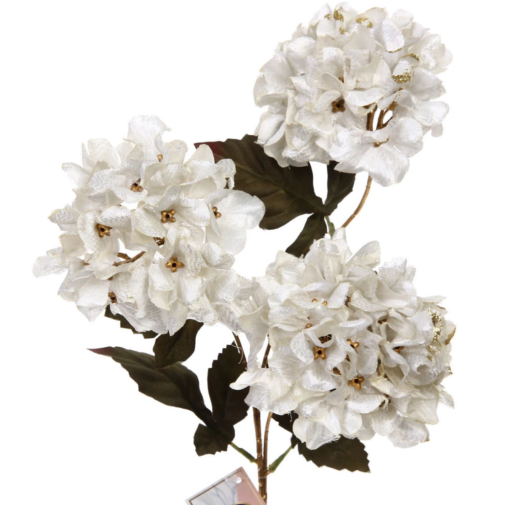 Искусственные цветы "FLOWERS GLAMOUR" 70см Гортензии 3 цветка белые