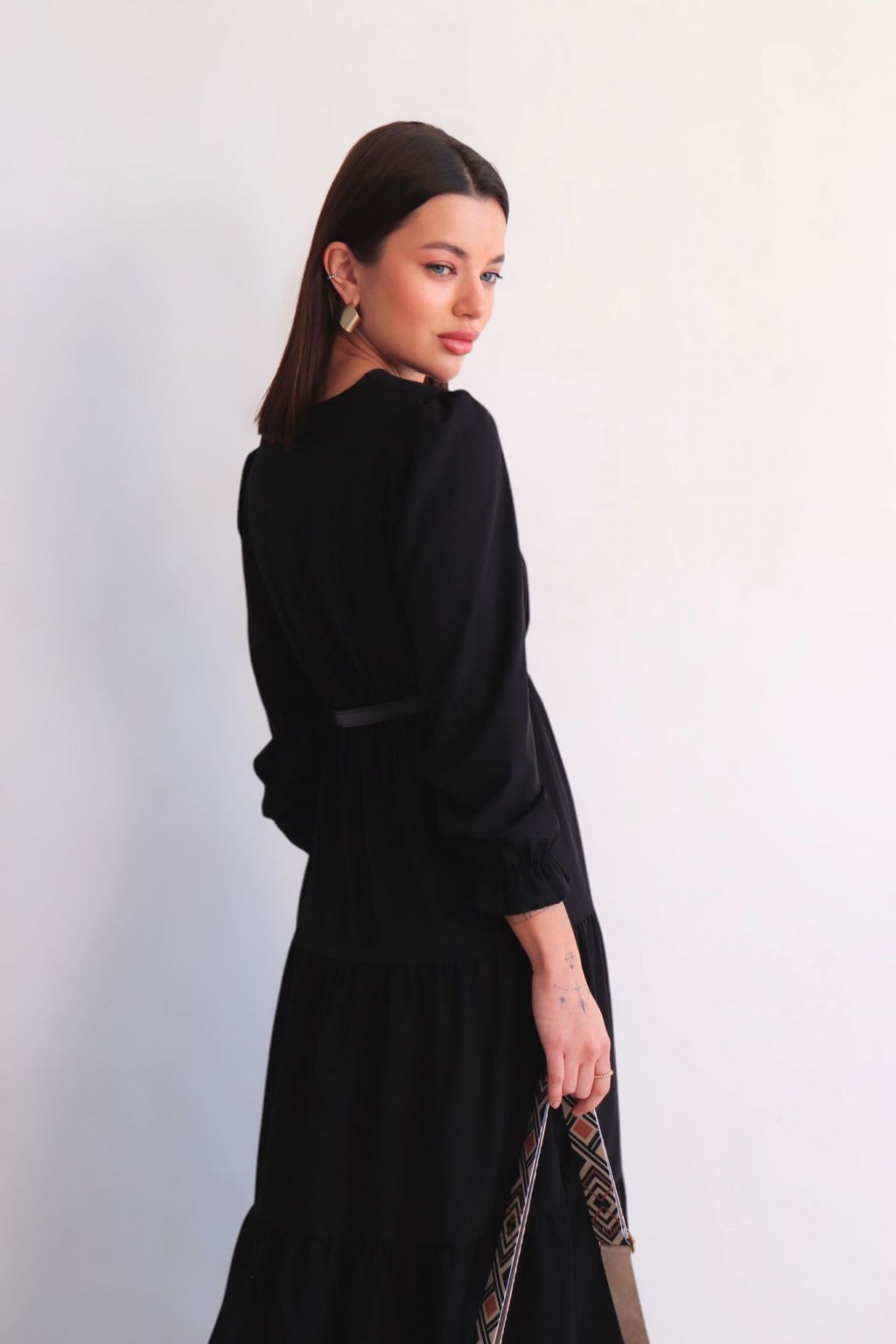 Martichelli Платье чёрное с многоярусной юбкой  фото 10