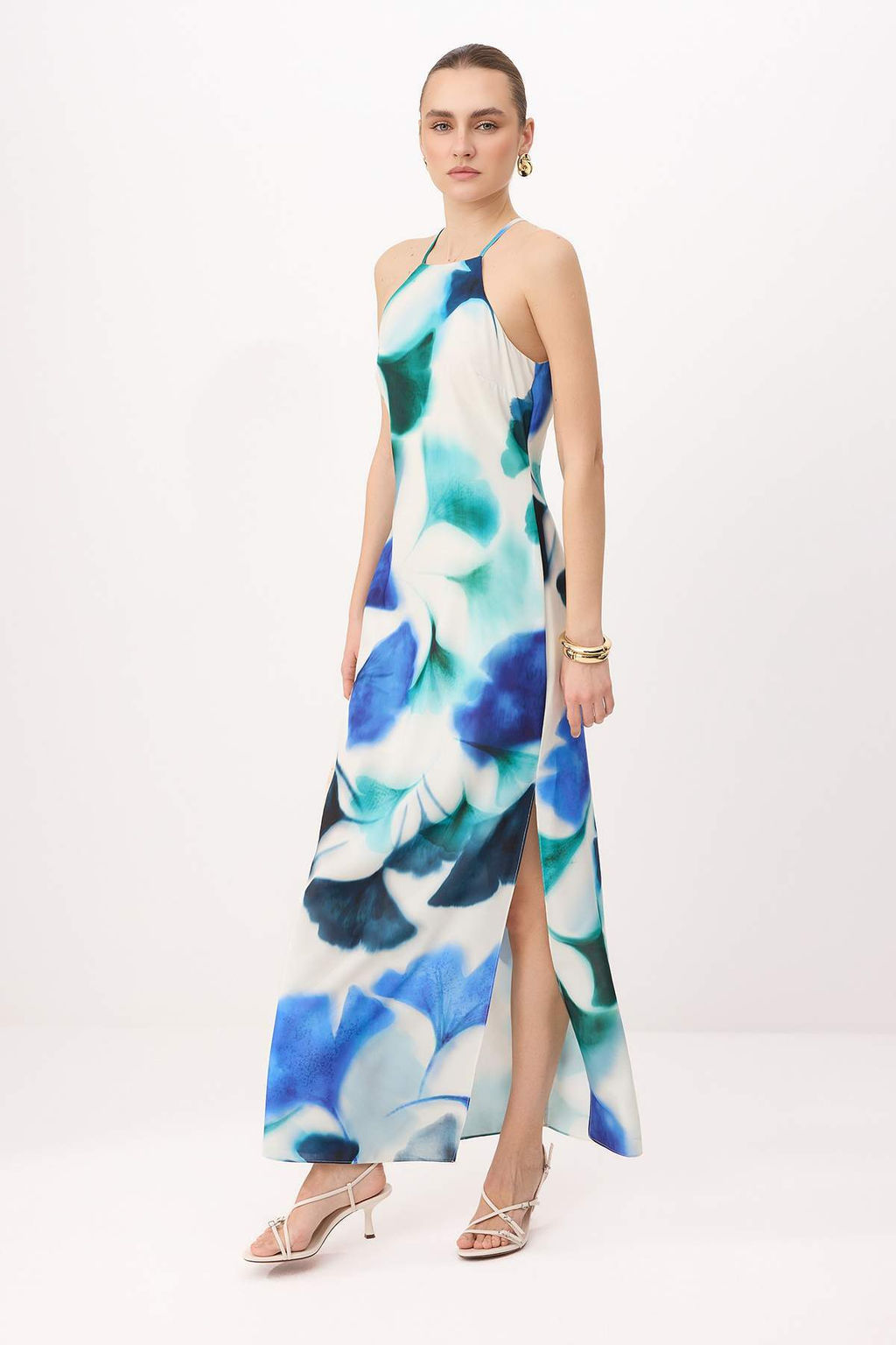 TRENDYOLMILLA Cok Renkli Batik Desenli Duz Kesim Kolsuz Maxi Astarl? Saten Dokuma Elbise TWOSS23EL02238  фото 36