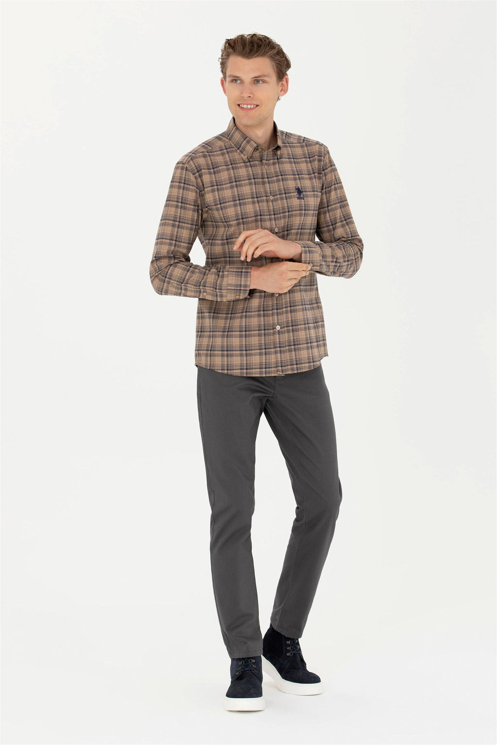 Мужские брюки из плотной ткани антрацитового цвета - U.s. polo assn фото 8