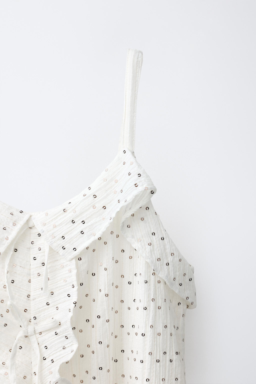 VESTIDO LENTEJUELAS VOLANTE / Blanco roto - Zara фото 4