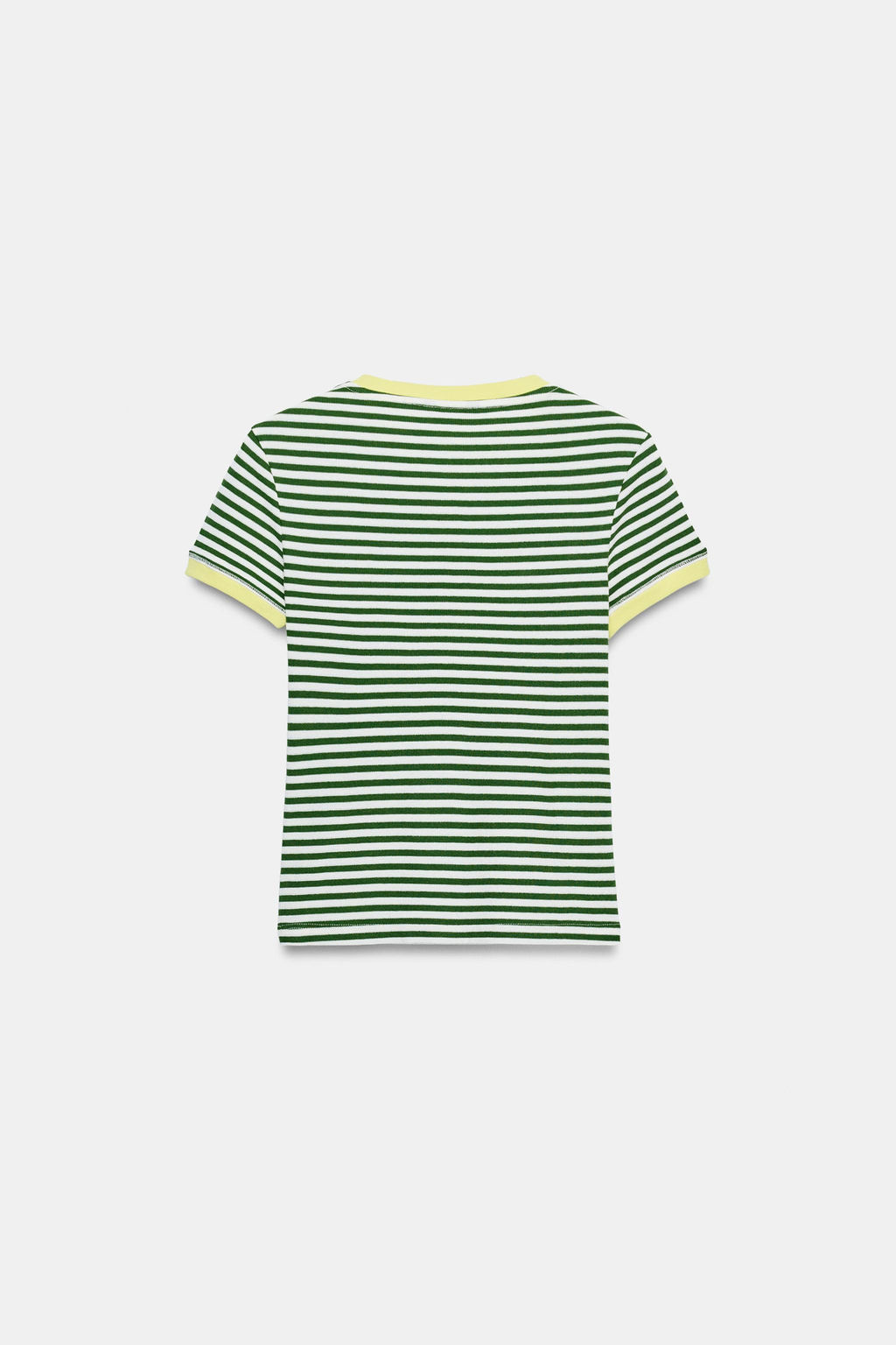 CAMISETA RAYAS MANGA CORTA / Verde / Crudo