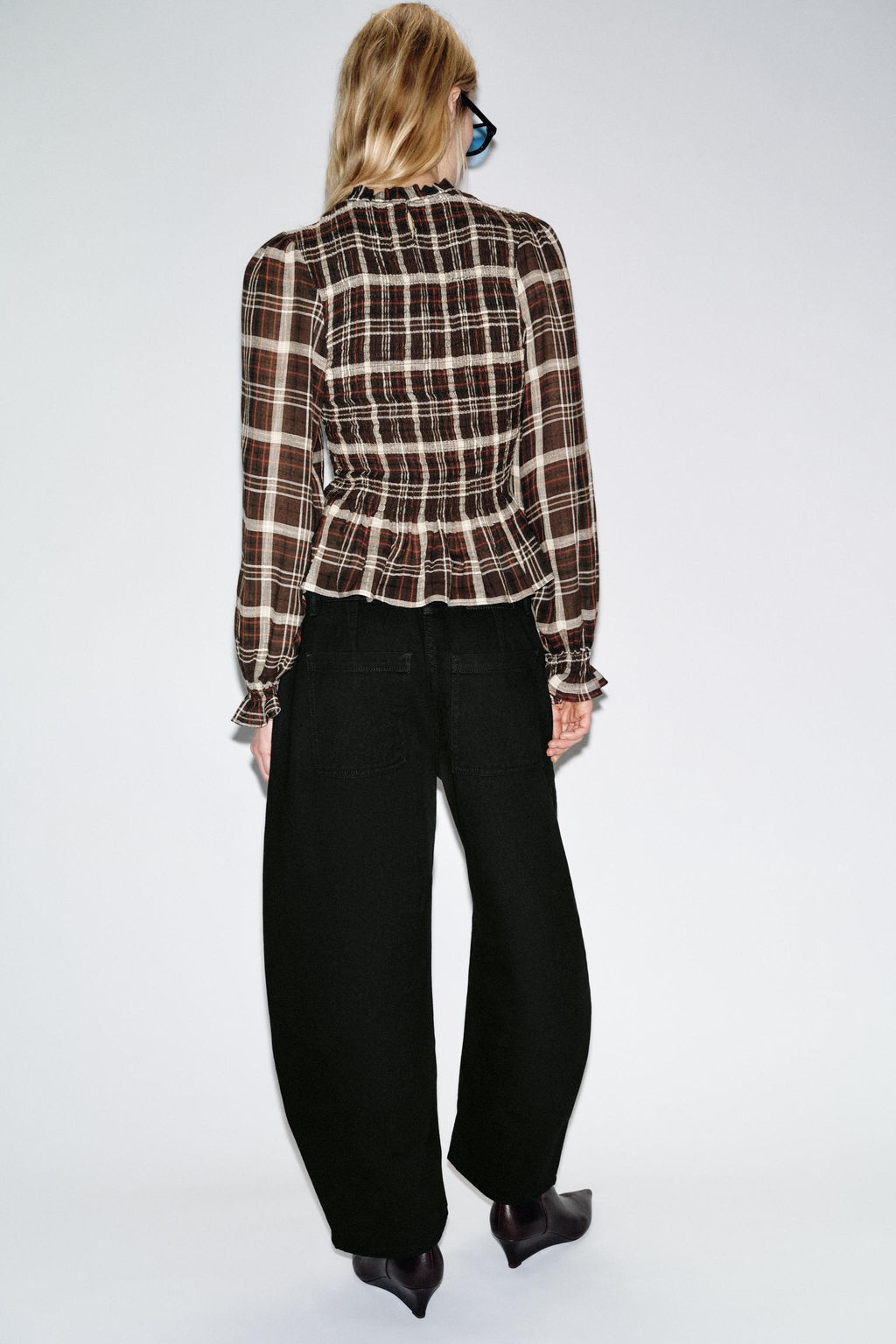CHECK SMOCKED SHIRT - Zara фото 5