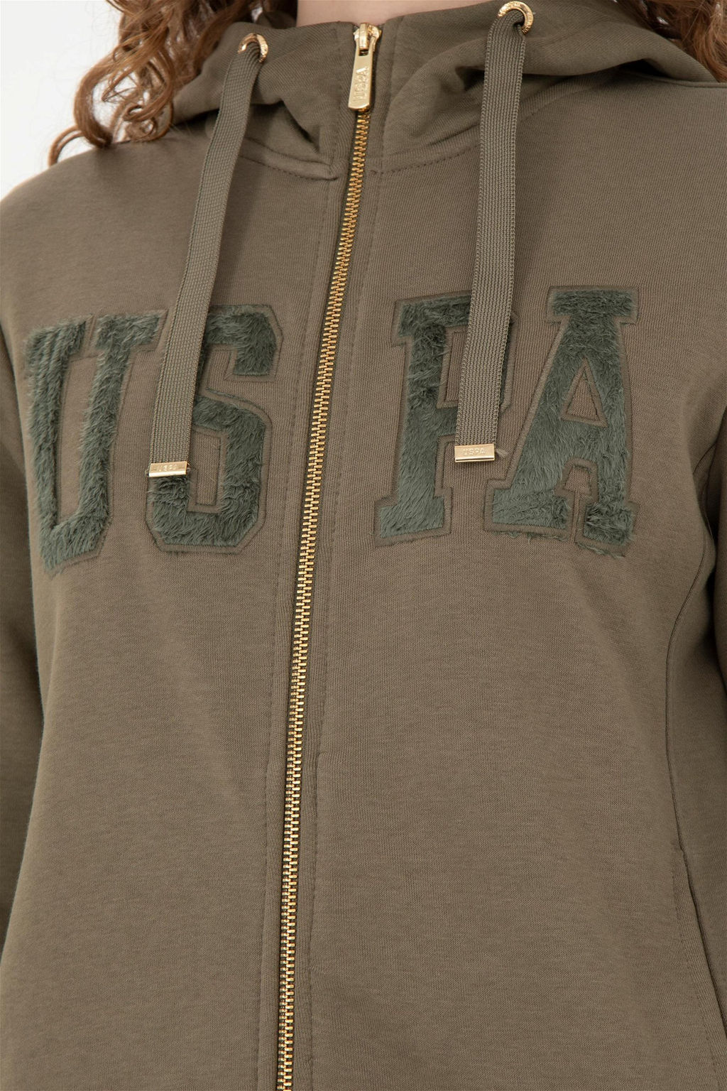 Женский базовый свитшот цвета хаки Неожиданная скидка в корзине - U.s. polo assn фото 7